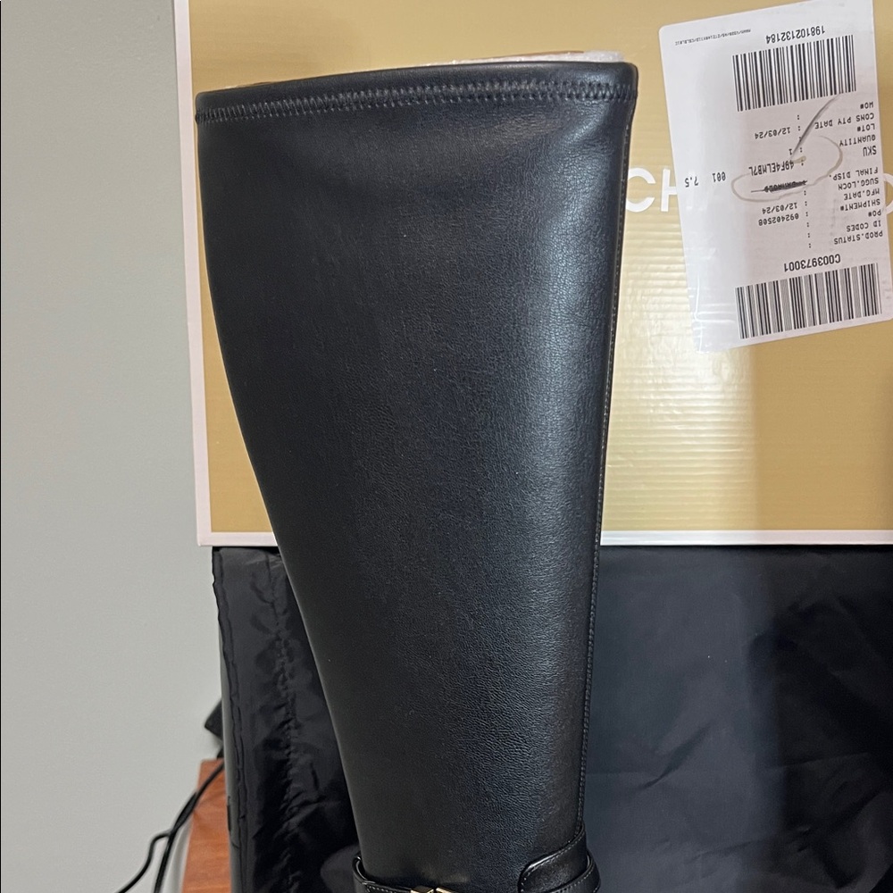 Michael Kors Black Boots with Gold Accents - Picture 2 of 6